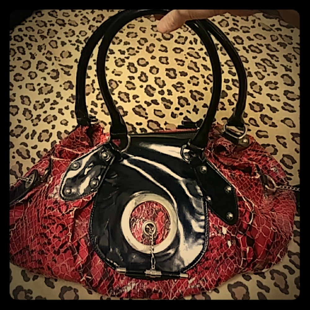 ❄Lrg. Red Snakeskin Hobo Bag